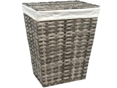 Exquisite Grey PE Woven Laundry Hamper with Lid and Liner